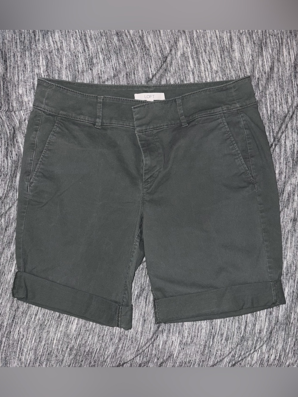 LOFT Women's Olive Green Chino Bermuda Shorts